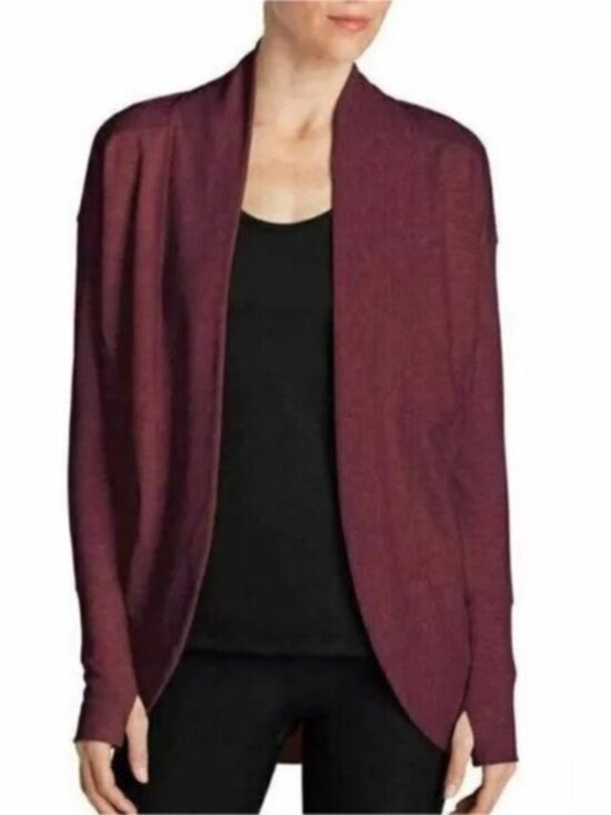 Eddie Bauer Sweaters - Eddie Bauer NEW Camp Cotton Fleece Wrap Pockets Cardigan Sweater Top Burgundy L